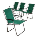Lot de 4 chaises pliantes toile verte en aluminium