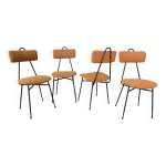 Lot de 4 chaises de salle  manger italiennes nouvellement tapisses des annes 1950