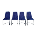Lot de 4 chaises de salle  manger noires  dossier haut 1970