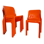 Lot de 4 chaises de salle à manger selene par vico magistretti pour artemide milano Lot de 4 chaises de salle à manger selene par vico magistretti pour artemide milano