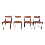 Lot de 4 chaises de salle  manger en velours et noyer de lbke, allemagne, annes 1960
