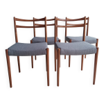 Lot de 4 chaises scandinaves vintage en teck ann�es 60 restaur�es