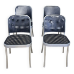Lot de 4 chaises silver par magistretti pour de padova 1980 italie