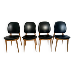 Lot de 4 chaises vintage  pgase  design baumann, bois clair & ska