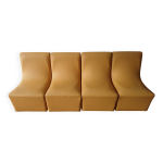 Lot de 4 chauffeuses années 70 / 80 vintage en similli cuir jaune moutarde Lot de 4 chauffeuses années 70 / 80 vintage en similli cuir jaune moutarde