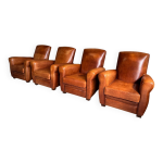 Lot de 4 fauteuils club, cognac Lot de 4 fauteuils club, cognac