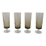 Lot de 4 flûtes à champagne en verre fumé années 70 Lot de 4 flûtes à champagne en verre fumé années 70