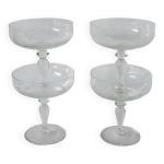 Lot de 4 trs grandes coupes  champagne en cristal grav 1950 12 x 11 cm