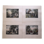 Lot 4 lithographie les saisons d'aprs nicolas lancret, graveur chapollion et de mare, tirage xx