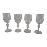 Lot de 4 petits verres  liqueur en verre moul dbut xxme