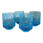 Lot de 4 soliflores vintage en verre craquel bleu azur rf. 7239