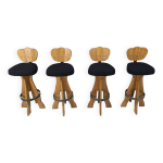 Lot de 4 tabourets de bar vintage brutalistes, annes 1960
