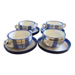 Lot de 4 tasses / bols  carreaux