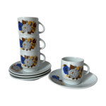 Lot de 4 tasses  caf + soucoupes floral 70s de waldenthal allemagne