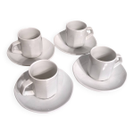 Lot de 4 tasses en porcelaine blanche apilco + sous - tasses Lot de 4 tasses en porcelaine blanche apilco + sous - tasses