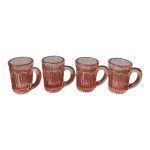 Lot de 4 verres  liqueur en verre rose vintage moul