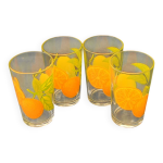 Lot de 4 verres  orangeade en verre arcoroc. annes 1970.