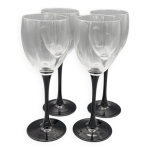 Lot de 4 verres  vin luminarc pied noir