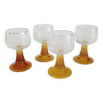 Lot de 4 verres  vin, pied ambr