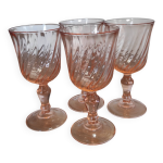 Lot 4 verres à vin vintage rosaline en verre translucide Lot 4 verres à vin vintage rosaline en verre translucide