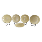 Lot de 5 anciennes assiettes plates longchamp jaune soleil