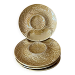 Lot de 5 assiettes  artichauts gien barbotine jaune dor