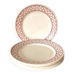 Lot de 5 assiettes  dessert badonviller motif gomtrique rouge et blanc