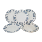 Lot de 5 assiettes plates en faence de sarreguemines modle dcor 1900, terre de fer