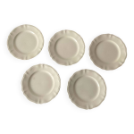Lot de 5 assiettes plates sarreguemines fa�ence blanche bor