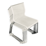 Lot de 5 chaises de réunion empilables « stick chair » icf - piétement luge - tissu résille blanc Lot de 5 chaises de réunion empilables « stick chair » icf - piétement luge - tissu résille blanc