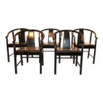 Lot de 5 chaises de salle  manger en cuir laqu noir similaires  china chair wegner
