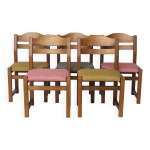 Lot de 5 chaises de salle  manger vintage, annes 1960 - 1970 chaises rembourres colores vintage