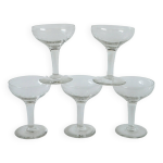 Lot de 5 coupes  champagne en cristal grav 1950