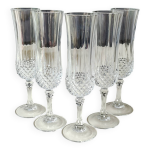Lot 5 fltes champagne / cristal d arques / mod. longchamp. pointes diamant