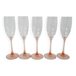 Lot de 5 fltes  champagne luminarc  pieds rose 1970