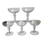 Lot de 5 grandes coupes  champagne en cristal annes 30 - 40