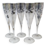Lot 5 grandes fltes champagne en cristal motifs sarments vigne 23, 5cm