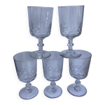 Lot de 5 petits verres  vin en cristal grav annes 50 - 60