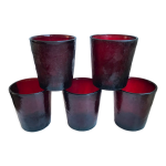 Lot de 5 verres en verre color bordeaux annes 70