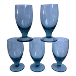 Lot de 5 verres � liqueur en verre fum� design ann�es 70