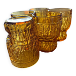 Lot de 5 verres  orangeade vintage italien ambre bormioli