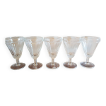 Lot de 5 verres  pied anciens de bistro, en verre solide, apritif, digestif, verrine. . .