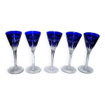 Lot de 5 verres roemers nelly en cristal taillé de saint - louis couleur bleu cobalt 1930 Lot de 5 verres roemers nelly en cristal taillé de saint - louis couleur bleu cobalt 1930