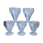 Lot de 5 verres  vin en cristal grav annes 60