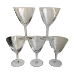 Lot de 5 verres  vin gravs modle toile annes 50