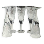 Lot 5 x petites fl�tes � champagne art d�co. motifs �toil�s sophistiqu�es / croisillons / feuillus. boho ...