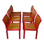 Lot 6 anciennes chaises design dieticker bruno rey bois fuchsia vintage annes 70
