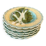 Lot de 6 assiettes � asperges en barbotine salins