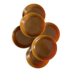 Lot de 6 assiettes creuses arcopal france orangées années 70 Lot de 6 assiettes creuses arcopal france orangées années 70