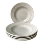 Lot de 6 assiettes creuses digoin sarreguemines modle alphabet relief blanches annes 40